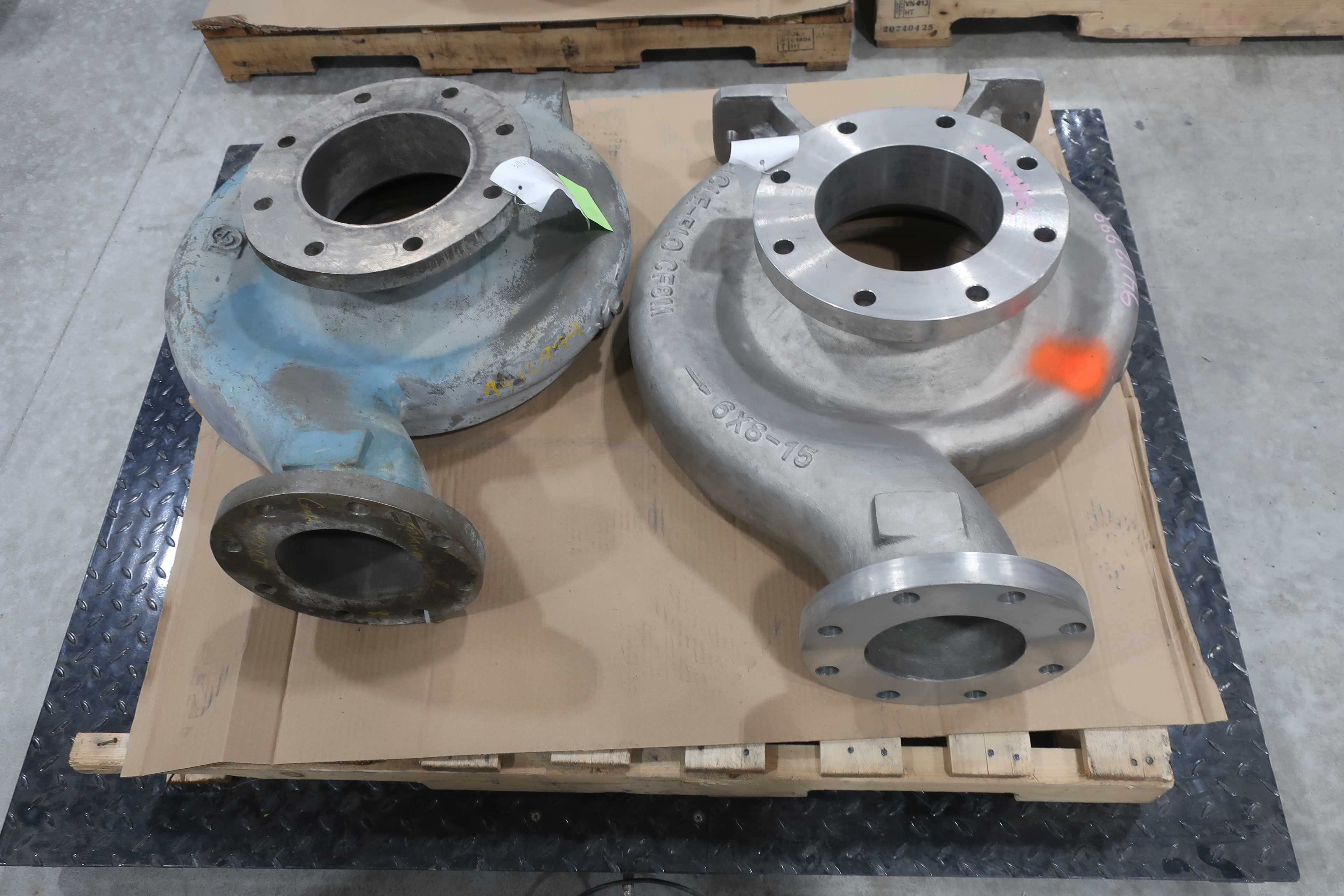 SKU 1754674 - 2 PALLETS OF ASSORTED PUMP CASINGS - PUMP REPLACEMENT PARTS
