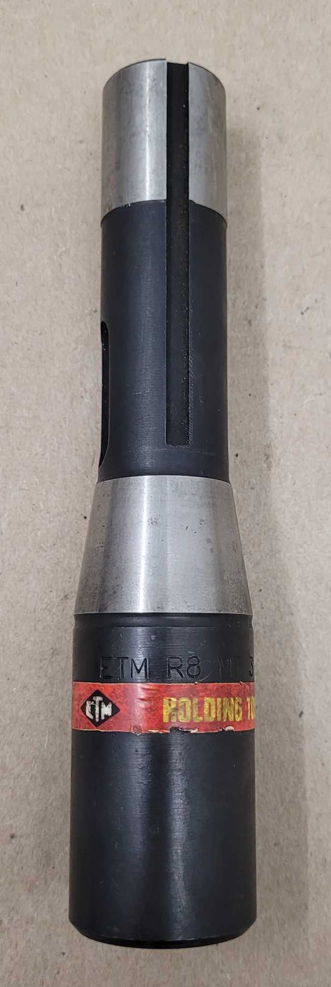 ETM R8 TO MT3 ADAPTER HOLDER, 6" OAL, R8 OUTSIDE TAPER, MT3 INSIDE TAPER, 7/16"-20 THREAD - MACHINE TOOLING