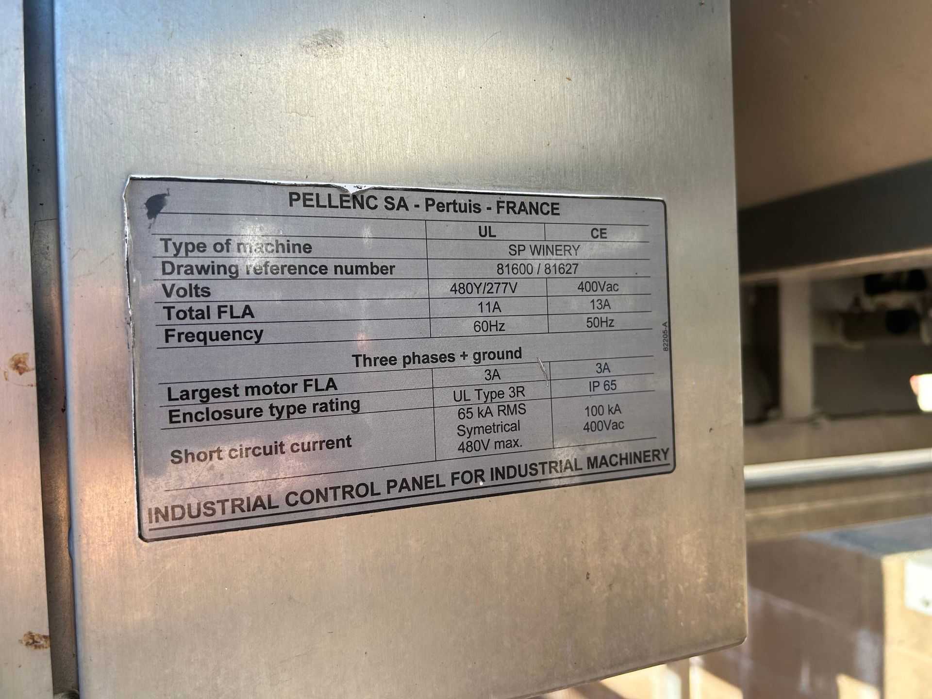 2010 PELLENC SP WINERY GRAPE DESTEMMER AND SORTER - FOOD & BEVERAGE
