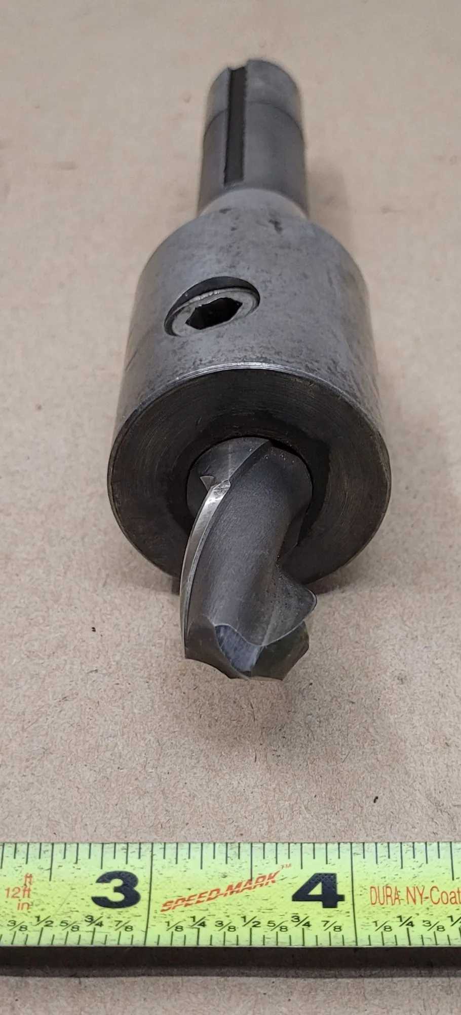 BRIDGEPORT R8 END MILL HOLDER, 3/4" DIAMETER, 8" LENGTH, WITH 2-FLUTE 1-1/2" END MILL - MACHINE TOOLING