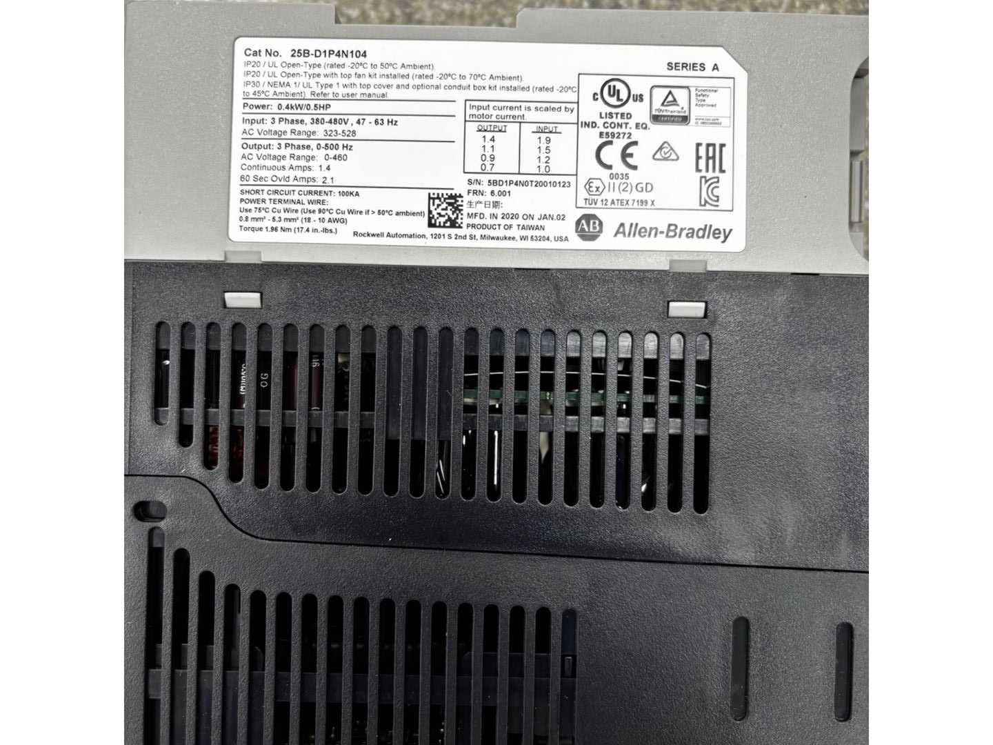 2020 ALLEN BRADLEY 25B-D1P4N104 AC VFD DRIVES - AC VFD DRIVES