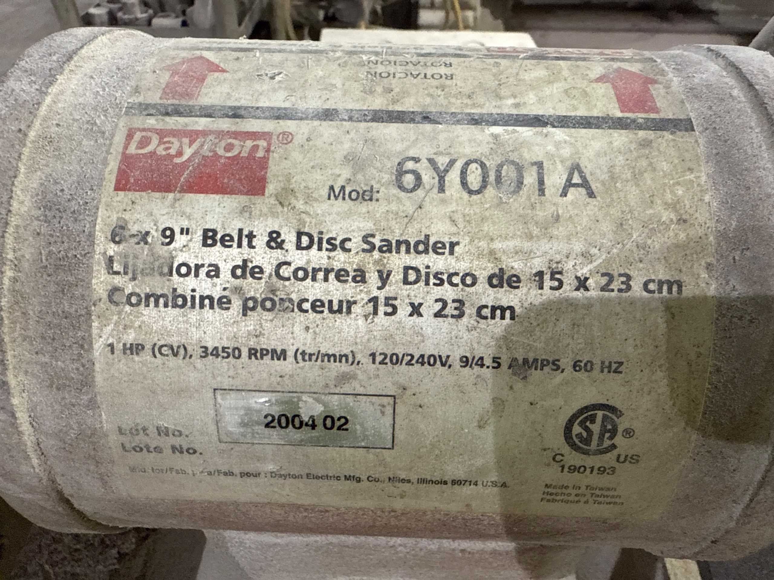 2004 DAYTON 6Y001A BELT & DISC SANDER - GRINDING MACHINES