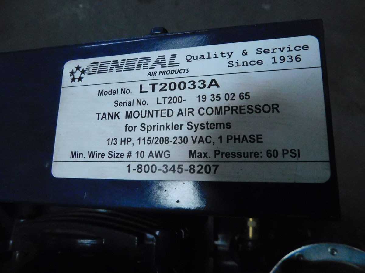 GENERAL LT20033A AC, 1/3 HP, 120/240V1PH, 3 GAL, 100 PSI, 2.2 CFM@40 PSI, 1.3 CFM@90 PSI - STATIONARY AIR COMPRESSOR