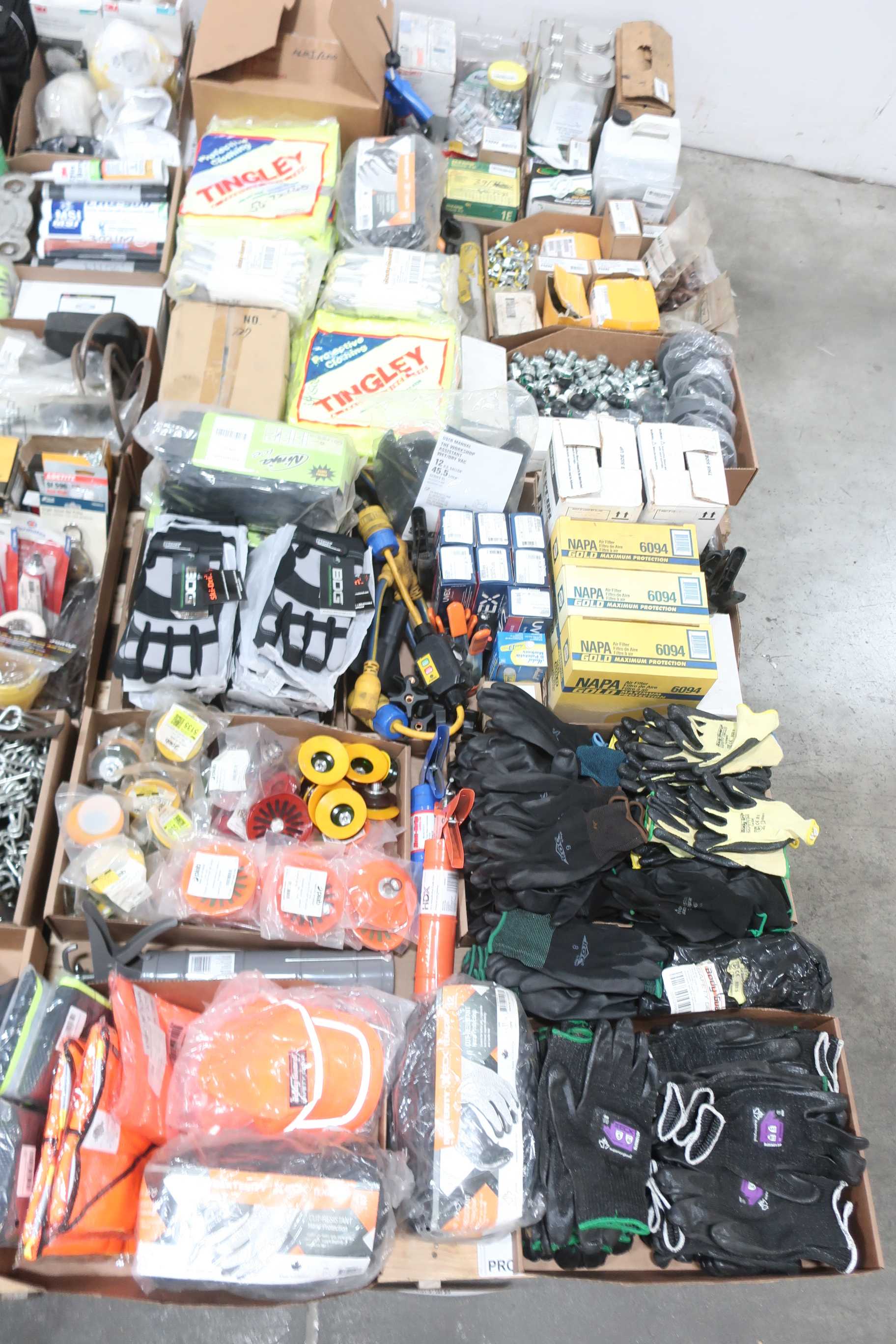 4 PALLETS OF ASSORTED SHOP SUPPLIES - TOOLS