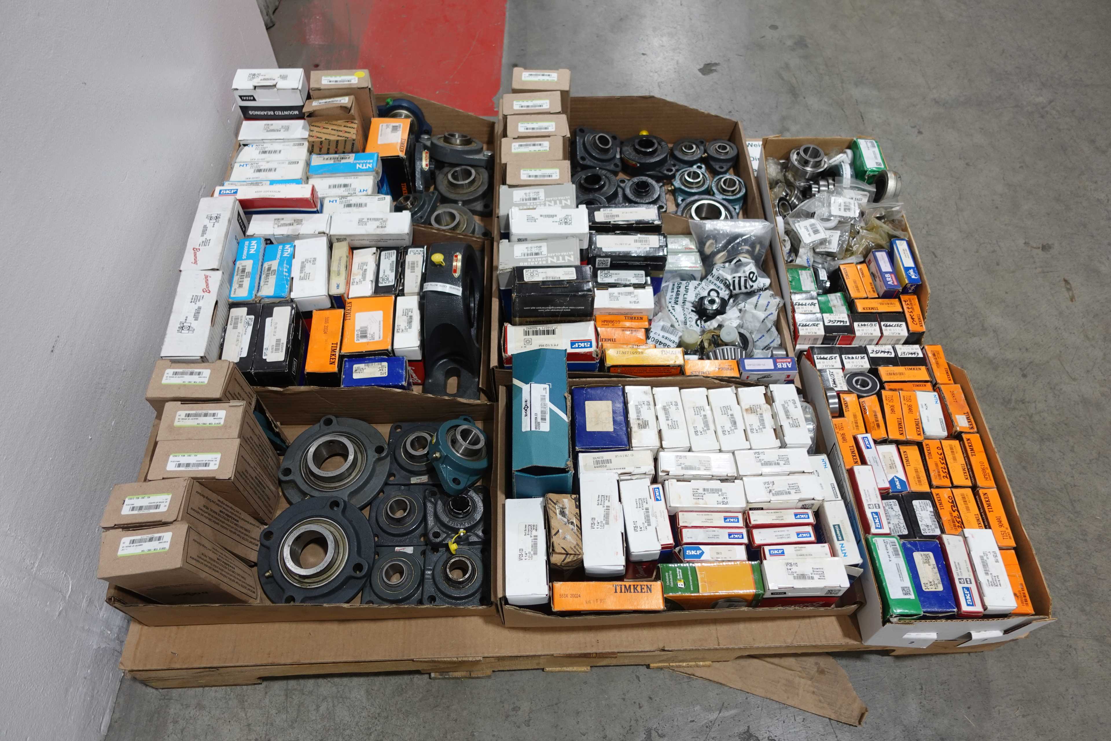 SKU 1758962 - PALLET OF ASSORTED BEARINGS, MOUNTED, INSERT, ROLLER, ROD-END, CAM FOLLOWERS - BEARINGS