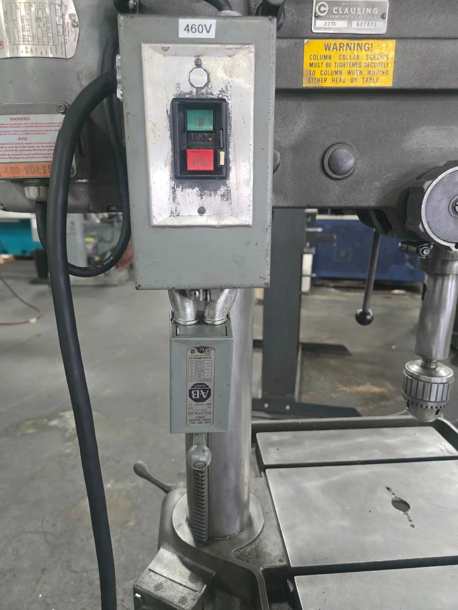 CLAUSING 2275 20-INCH HEAVY-DUTY FLOOR-STYLE DRILL PRESS, 1.5 HP, #3 MT SPINDLE, 460V/3PH - UPRIGHT DRILL PRESSES