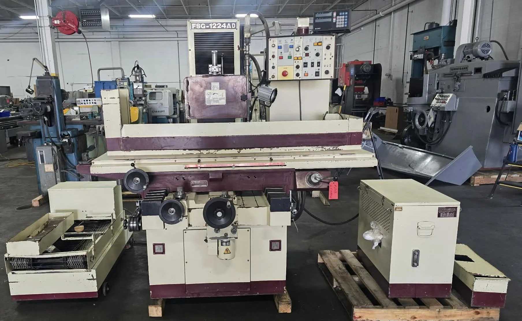 1995 CHEVALIER FSG-1224AD SURFACE GRINDER, 12X24 CAPACITY, 5HP, SONY DRO, COOLANT SYSTEM - SURFACE GRINDERS