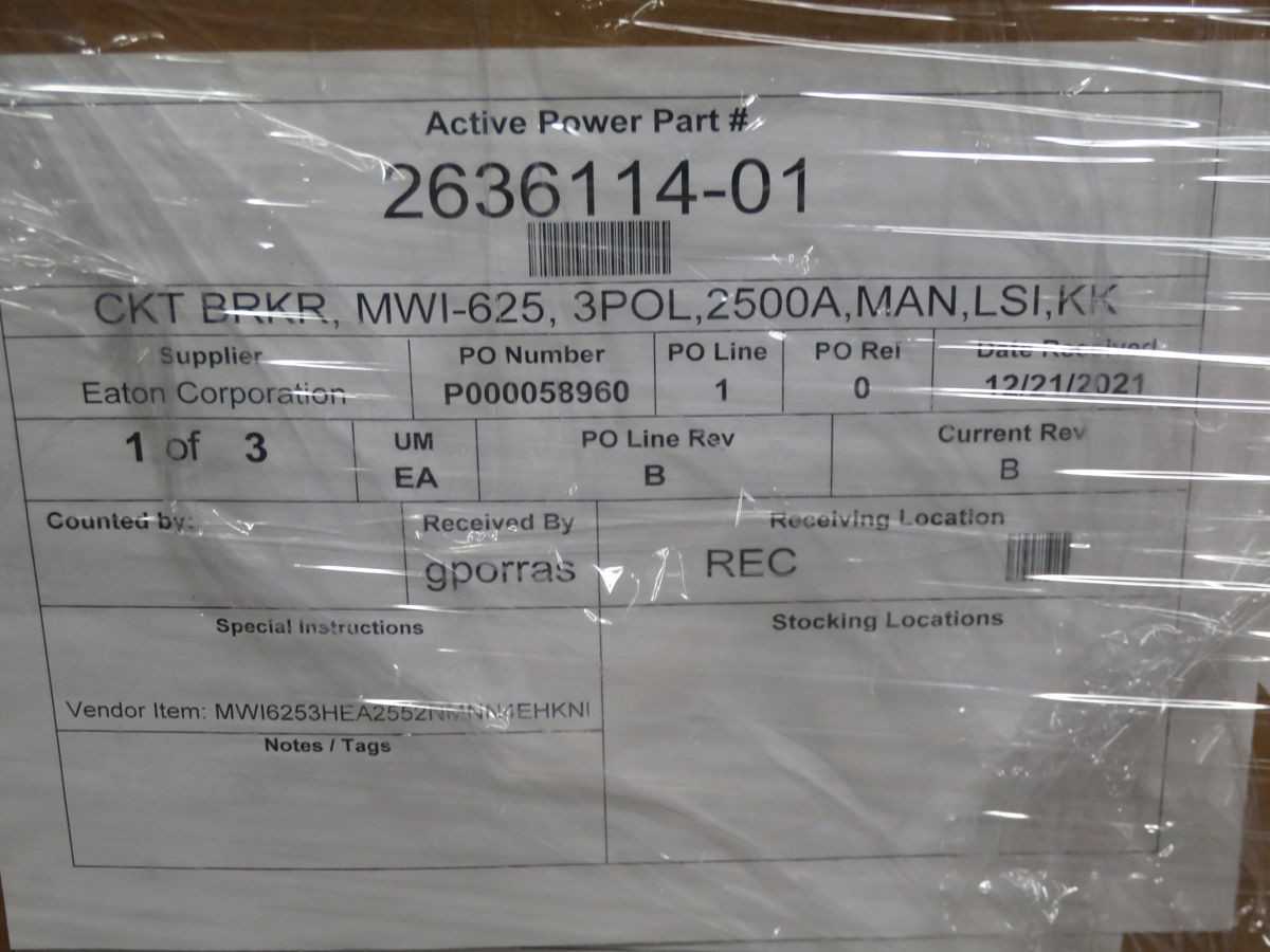 EATON, MWI625 MWI6253HEA, LV ACB, 2500 A FRAME, 3-POLE, 50/60 HZ FREQ - CIRCUIT BREAKERS