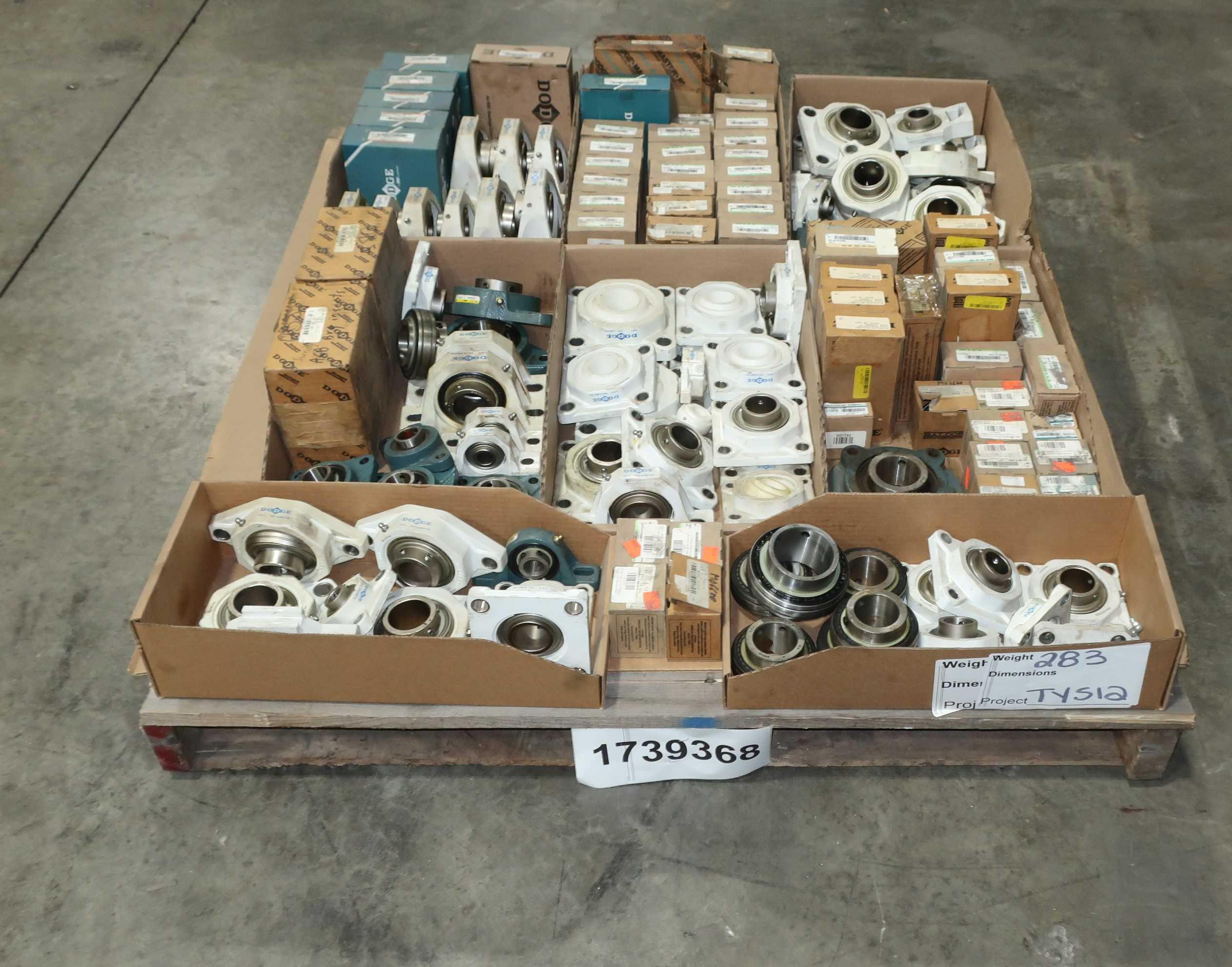 SKU 1739368 - PALLET OF ASSORTED DODGE BEARINGS, MOUNTED, PILLOW BLOCK