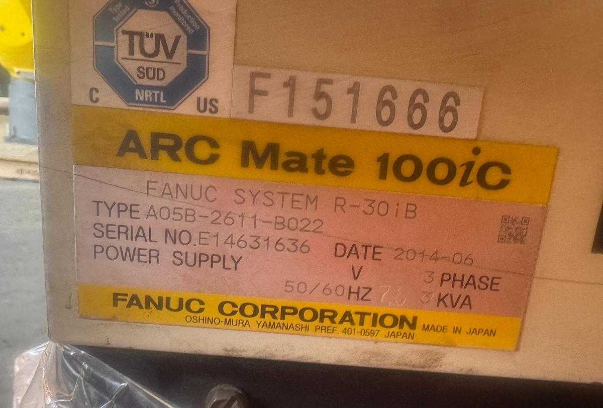 2014 FANUC ARC MATE 100IC ROBOT, 10KG PAYLOAD, 1420MM REACH, R-30IB CONTROLLER, 130KG MASS - ARTICULATED ROBOTS