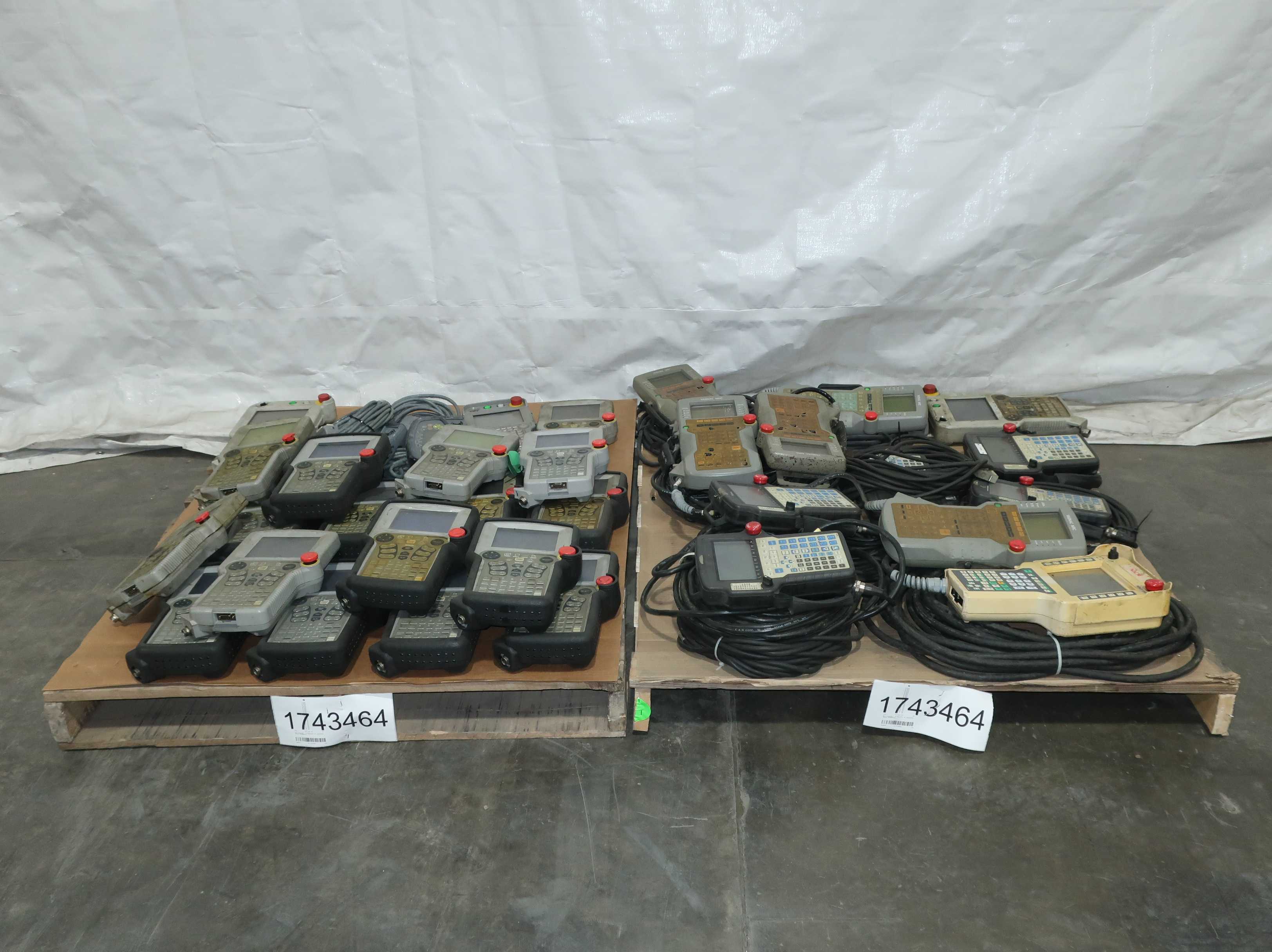 SKU 1743464 - 2 PALLETS OF ASSORTED TEACH PENDANTS, NACHI, YASNAC, YASKAWA, MOTOMAN, ABB, FANUC