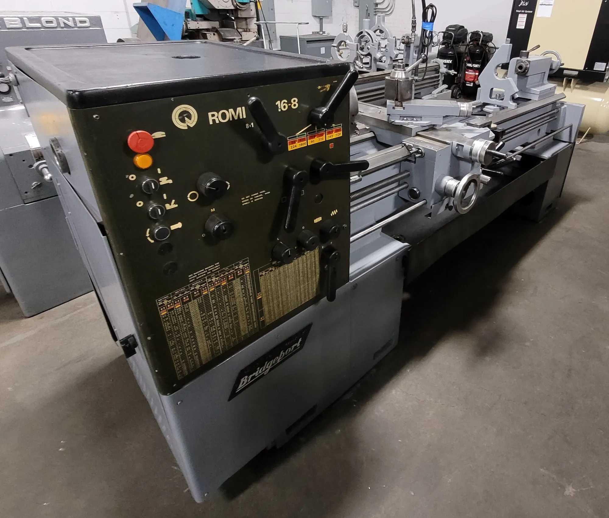 BRIDGEPORT ROMI 16-8 ENGINE LATHE, SWING 16 1/2'', 80'' BETWEEN CENTERS - CNC LATHES