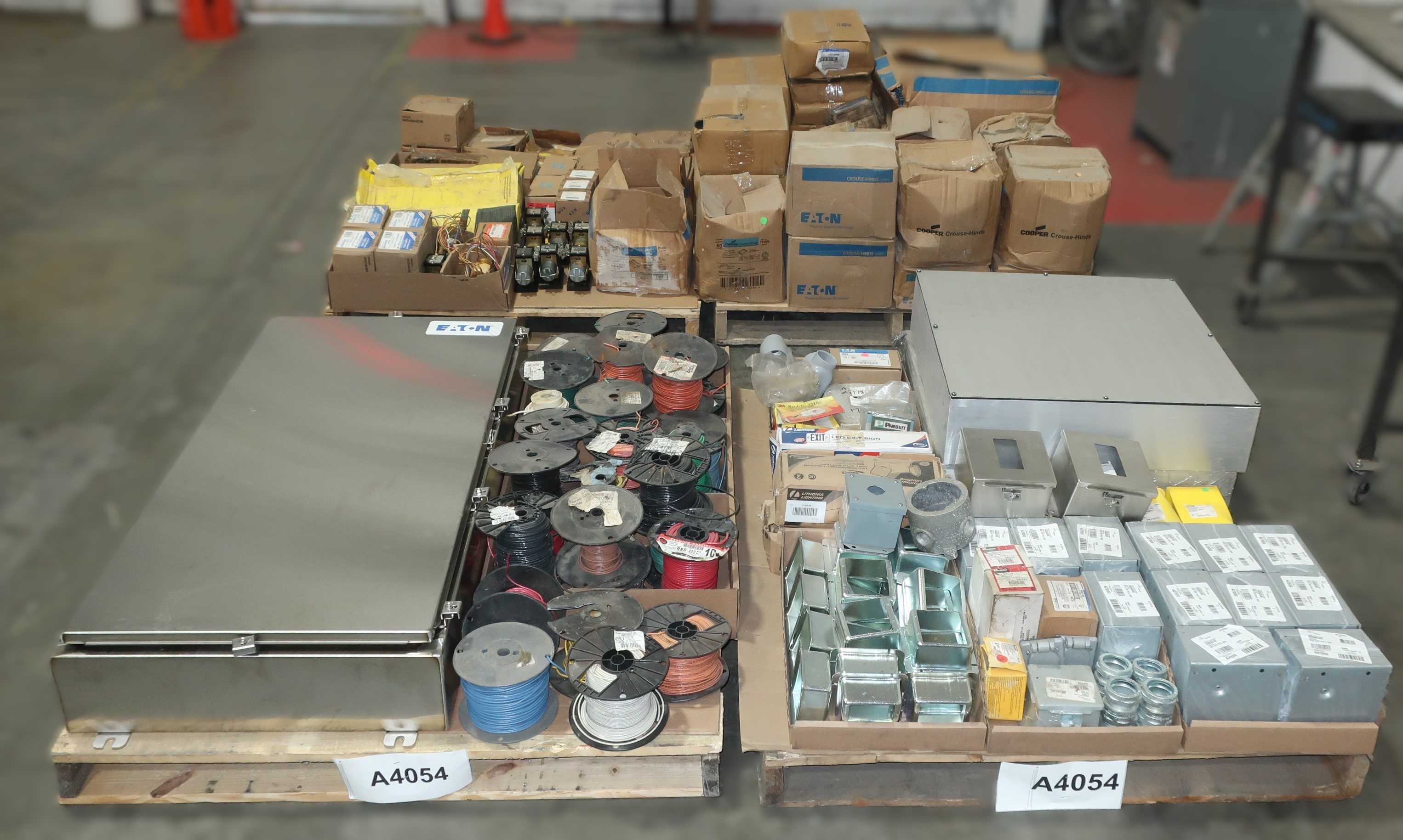 4 PALLETS OF ASSORTED CONDUIT, ENCLOSURES - ELECTRICAL COMPONENTS