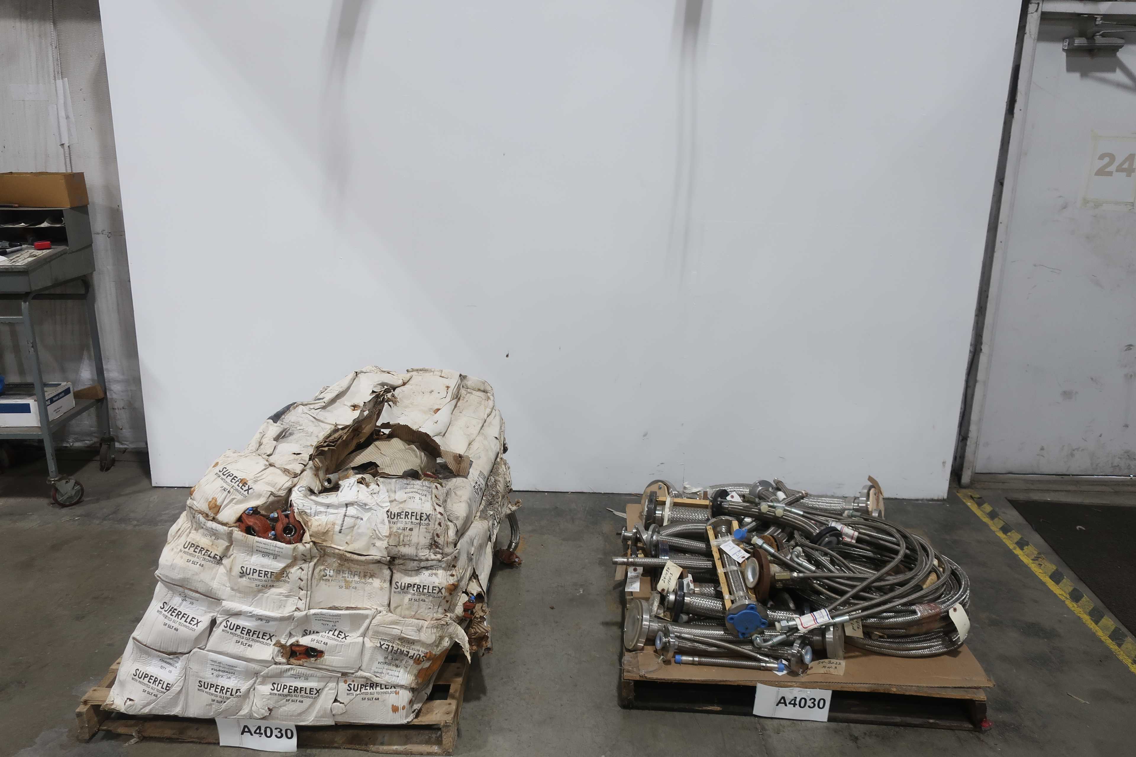 2 PALLETS OF ASSORTED STAINLESS STEEL BRAIDED HOSES SUPERFLEX, FAN SERVICE ASSOCIATES - BRAIDED HOSE