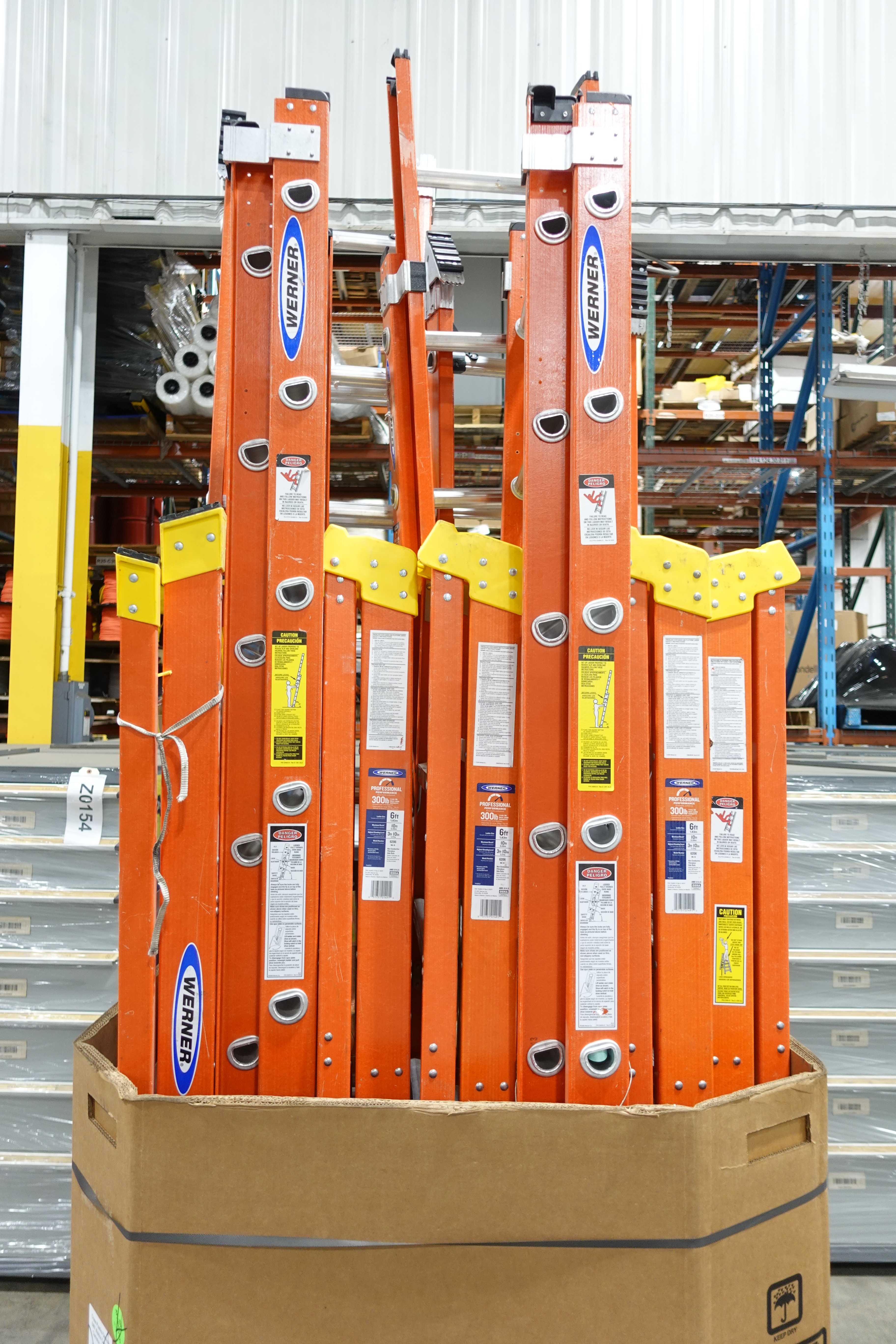 BULK QTY OF WERNER EXTENSION AND STEP LADDERS - LADDERS