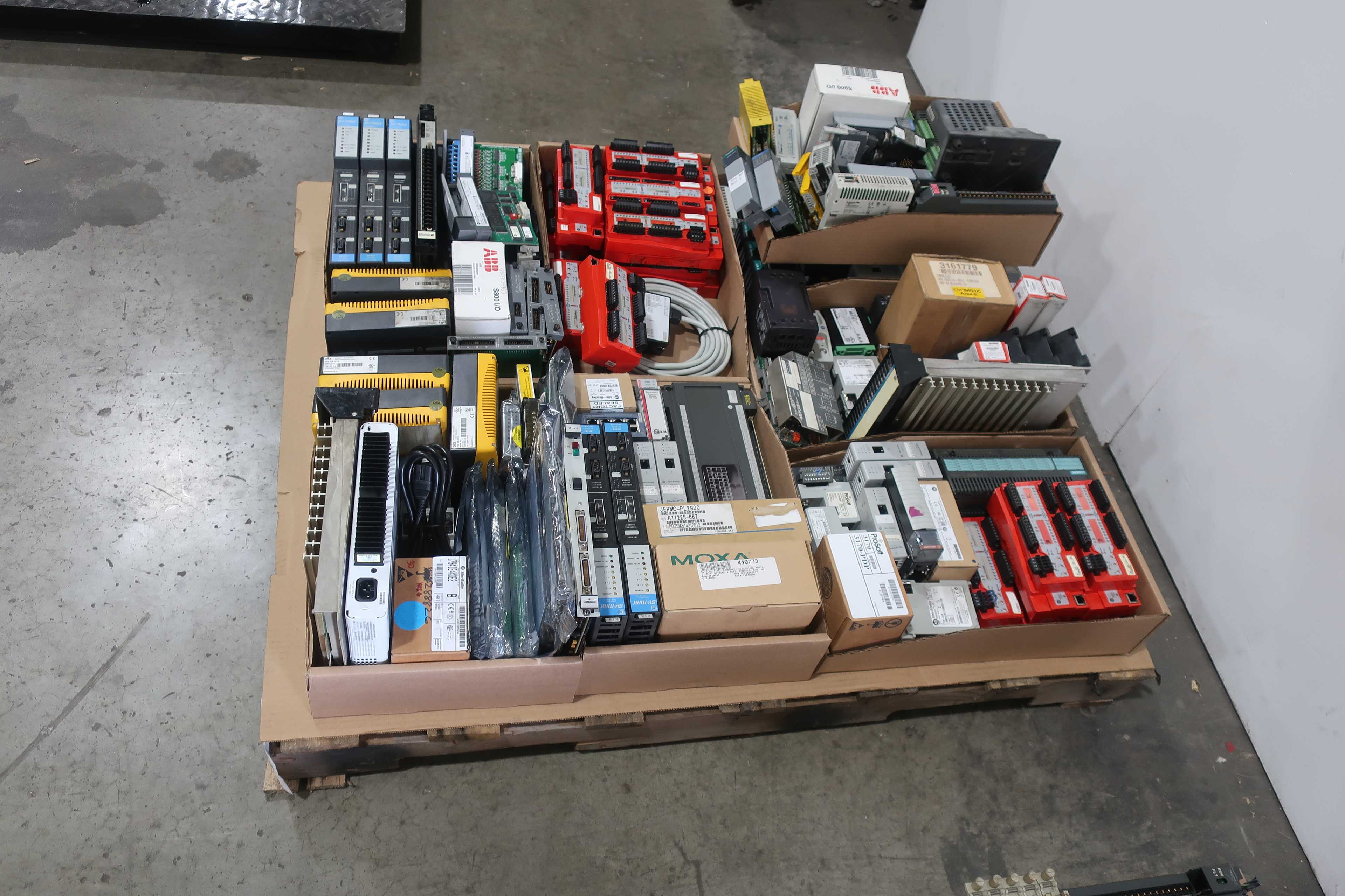 SKU 1762725 - PALLET OF ASSORTED MODULES, CONTROLERS, I/O, INPUT, OUTPUT, MEMORY, ETHERNET - AUTOMATION & CONTROLS