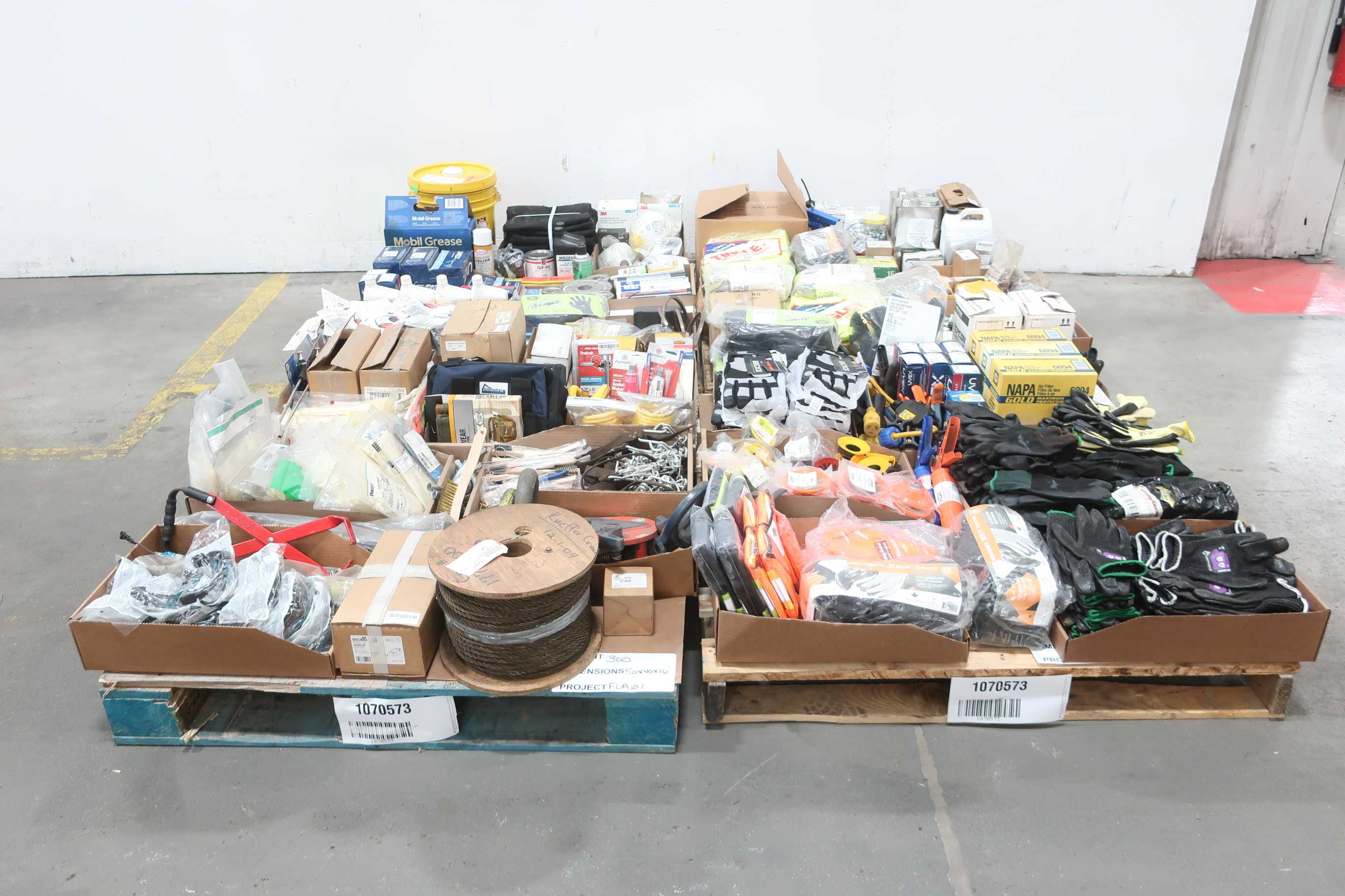 4 PALLETS OF ASSORTED SHOP SUPPLIES - TOOLS