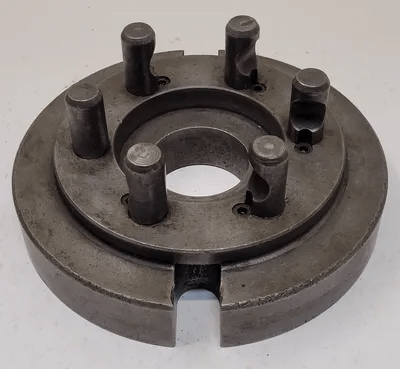 D1-6 LATHE CHUCK BACK PLATE, 9IN OVERALL DIAMETER, 6 X .875IN PINS - MACHINE TOOLING