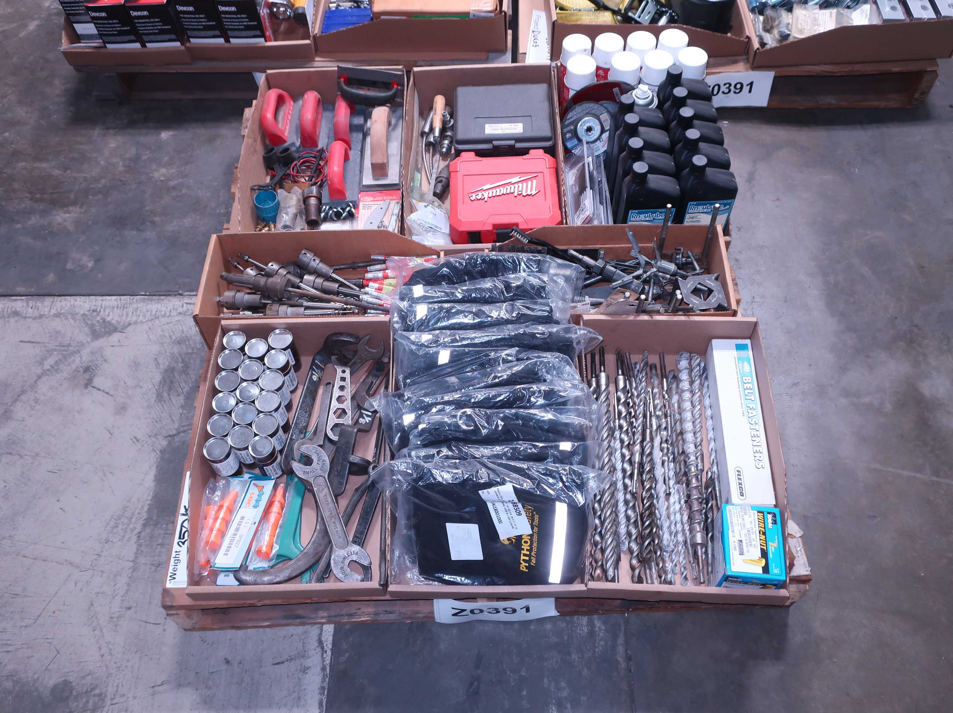 3 PALLETS OF ASSORTED SHOP SUPPLIES - TOOLS