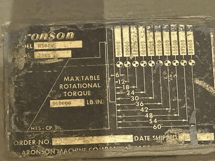 ARONSON HS80V WELDING EQUIPMENT - 90,000LB WELDING POSITIONER - MATERIAL POSITIONERS