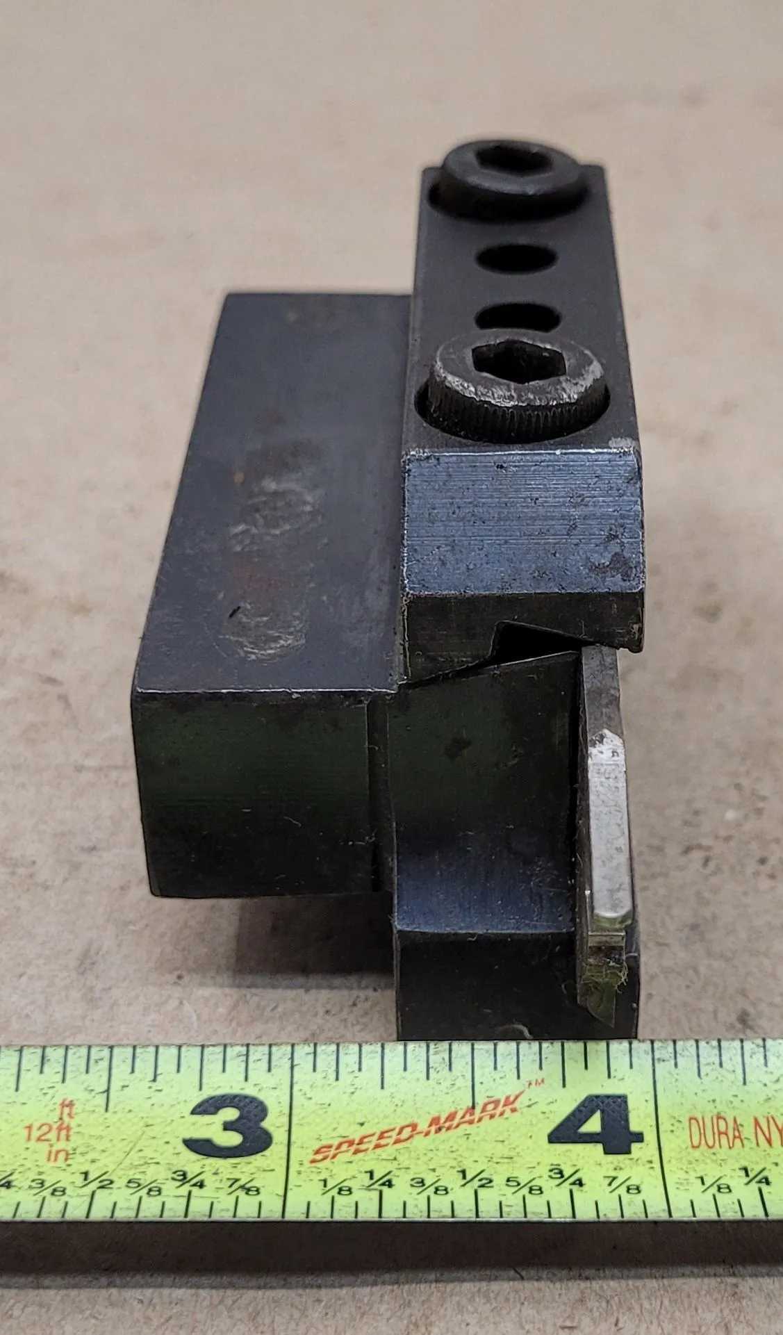 SHARS 250-301 CXA 1 QUICK CHANGE TOOL POST HOLDER W/ SANDVIK TOOL BLOCK AND SECO BLADE - MACHINE TOOLING