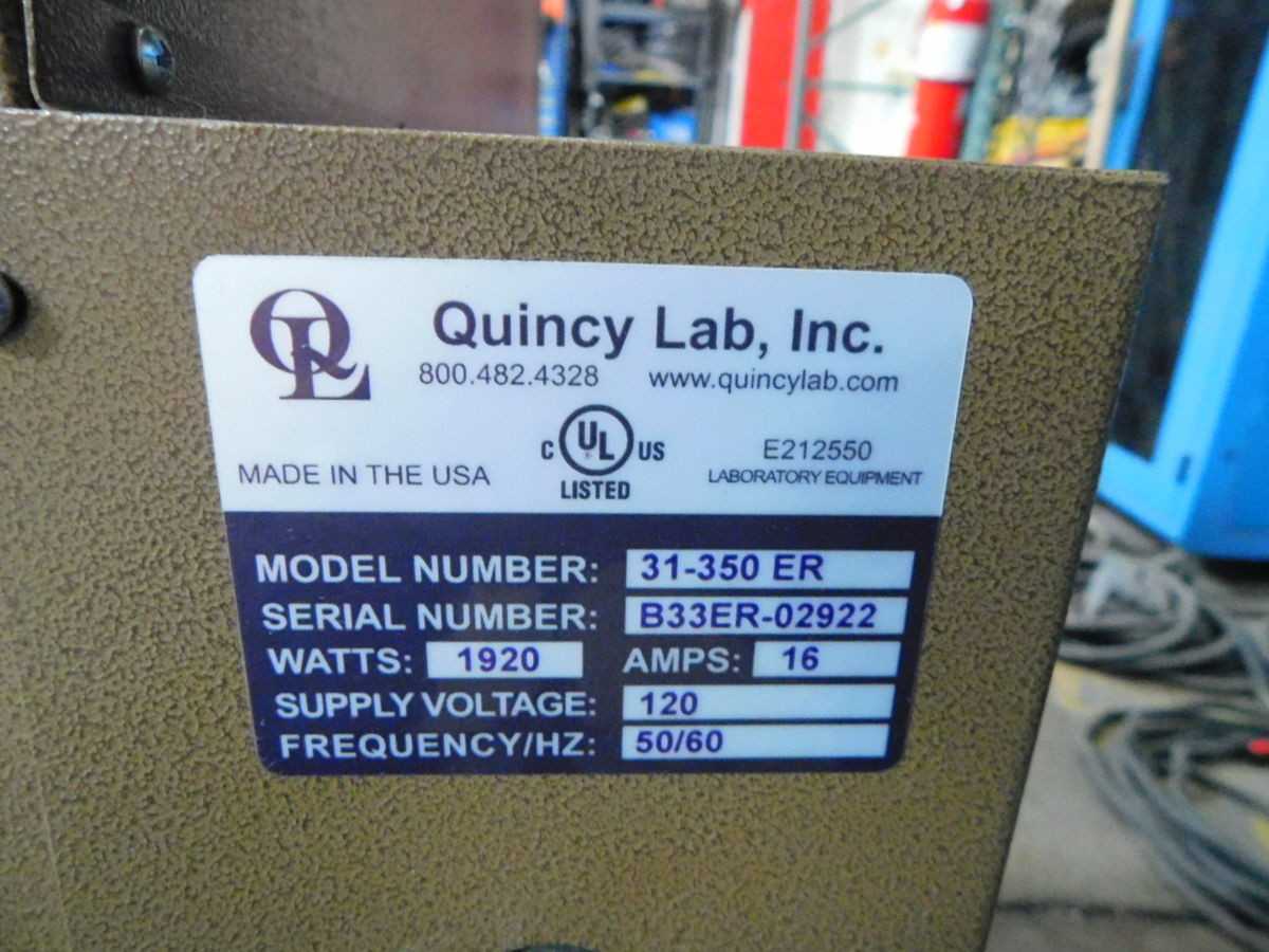 QUINCY LAB 31-350-ER OVEN, 10.6 CU FT, AMB+25F-450F TEMP, 120 VAC, 2400W, +/-0.5C ACC, 310 LB - PROCESS EQUIPMENT