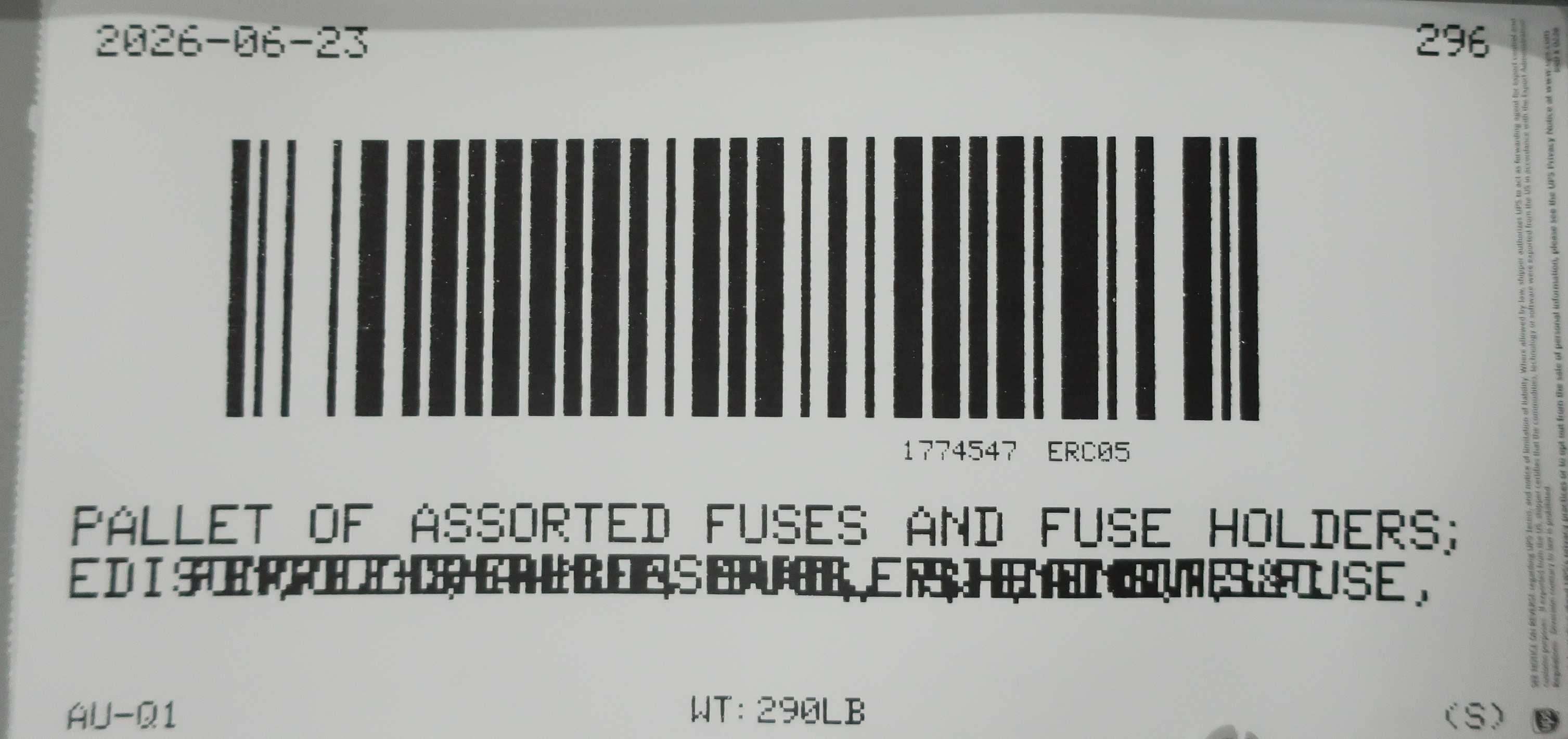 SKU 1774547 - PALLET OF ASSORTED FUSES - FUSES